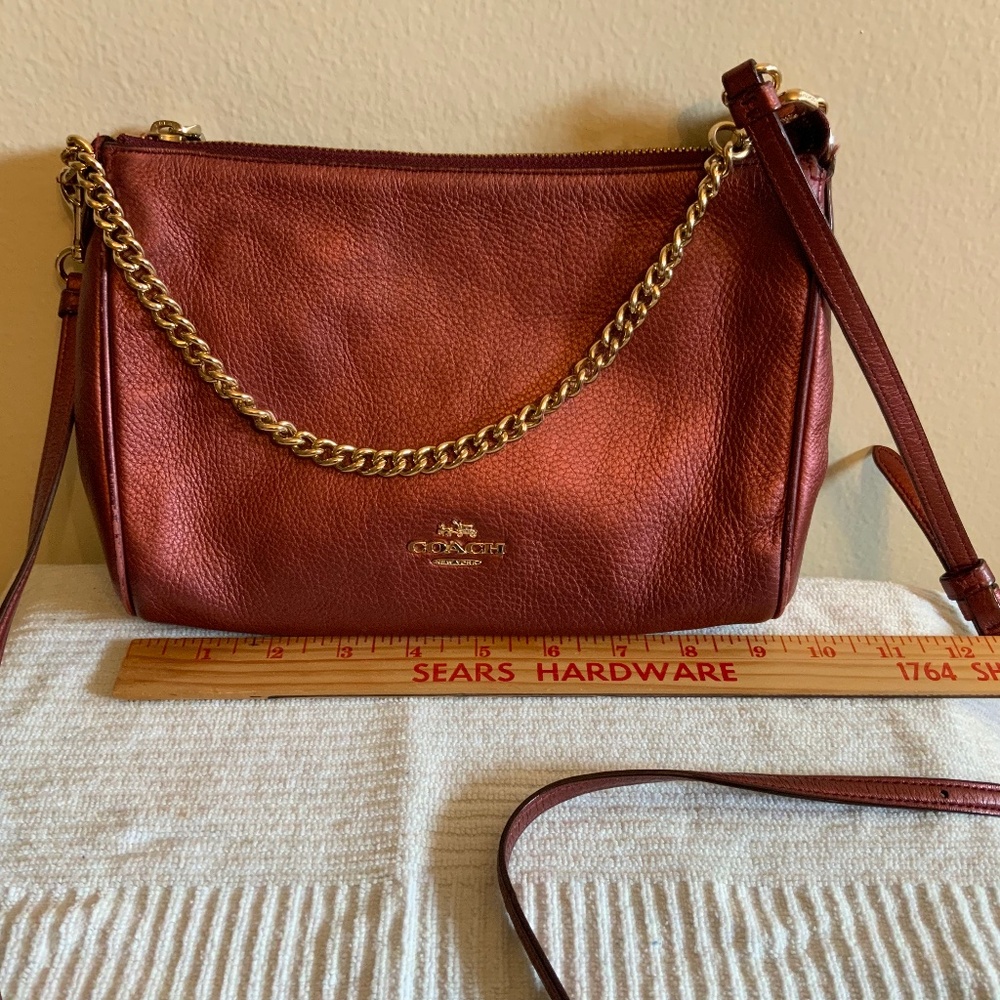 Coach Crossbody Small Purse Berry Metallic Chain Strap